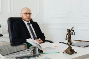 Client consulting with a motorcycle accident lawyer.