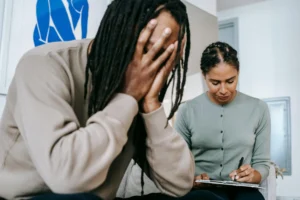 Car accident lawyer in Burbank helping client with legal support after a car crash.