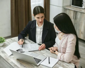A professional personal injury lawyer consulting with a client in Atwater Village.