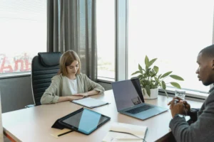 Eagle Rock slip and fall lawyer consulting with an injured client