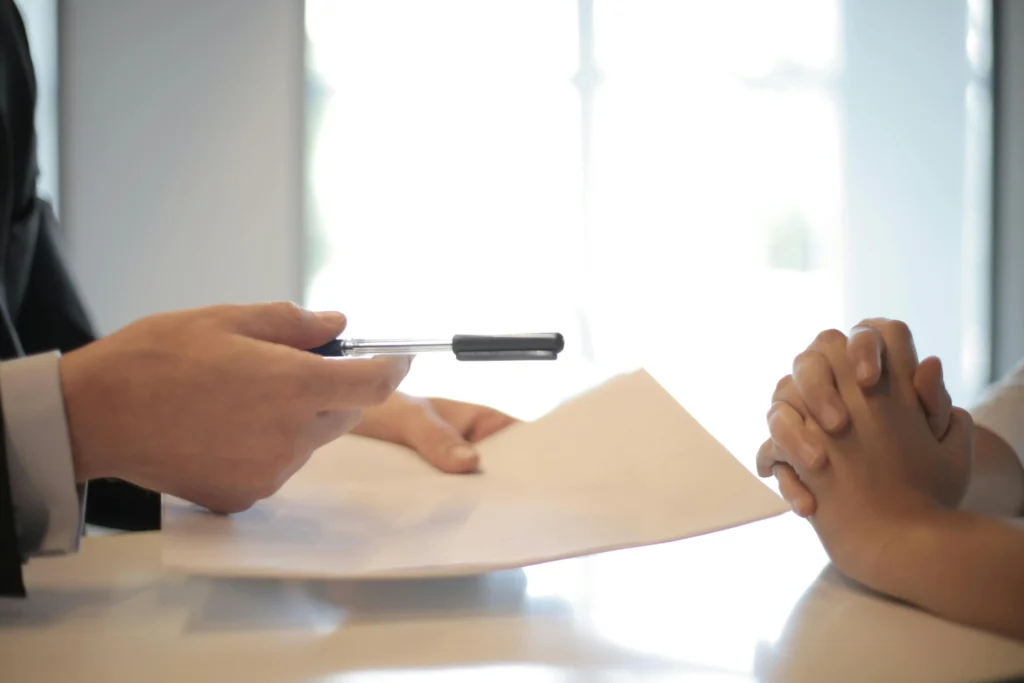 Attorney consulting with an injured client in hollywood premises liability lawyer.