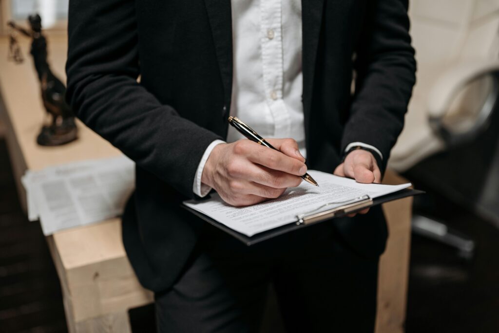Sacramento personal injury lawyer meeting with an injured client to discuss an accident claim
